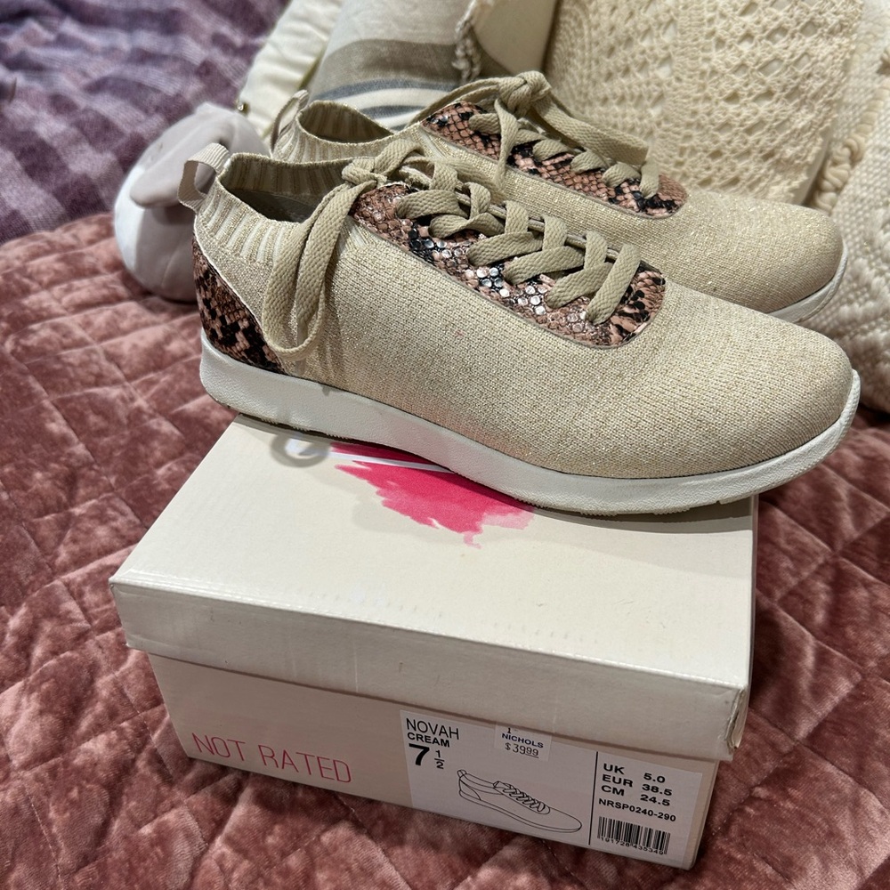 Not Rated Beige and sparkle Casual Sneakers